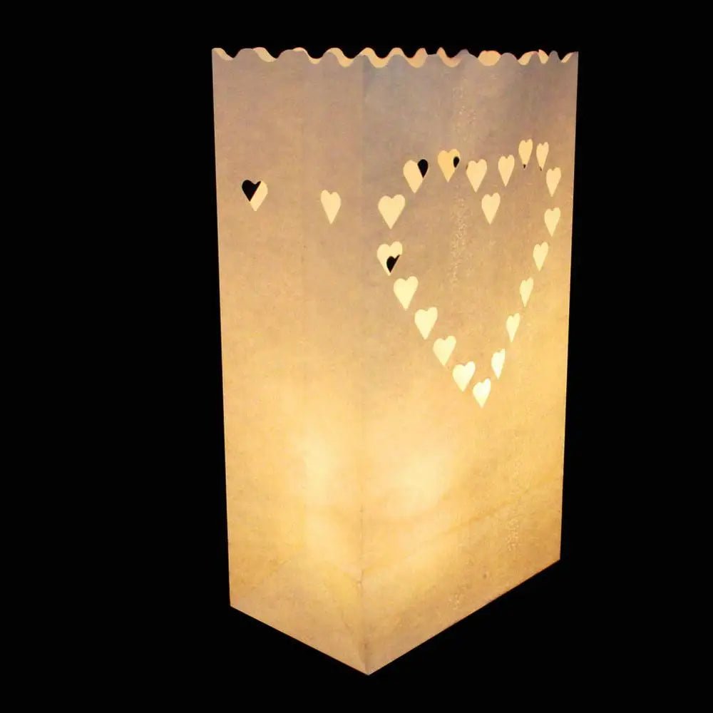 20 Romantic Heart Paper Lantern Candle Bags - Digwee