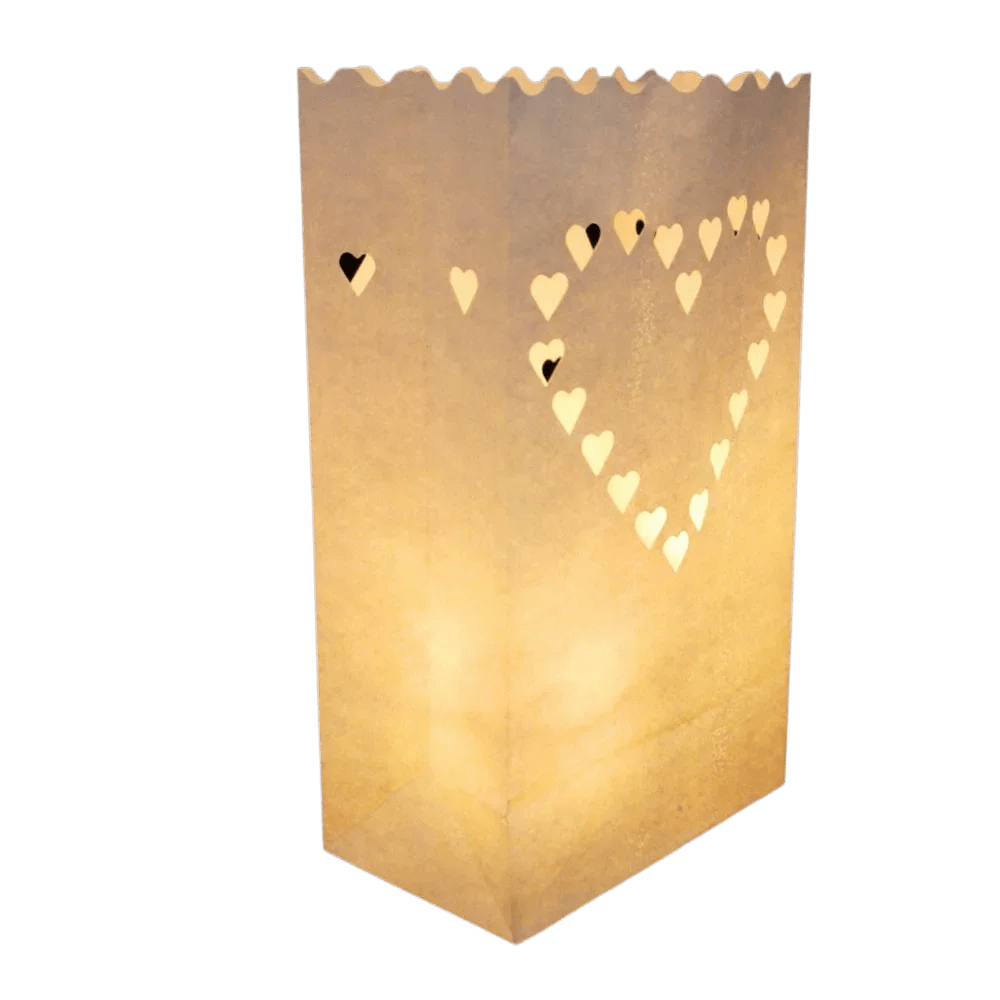 20 Romantic Heart Paper Lantern Candle Bags - Digwee