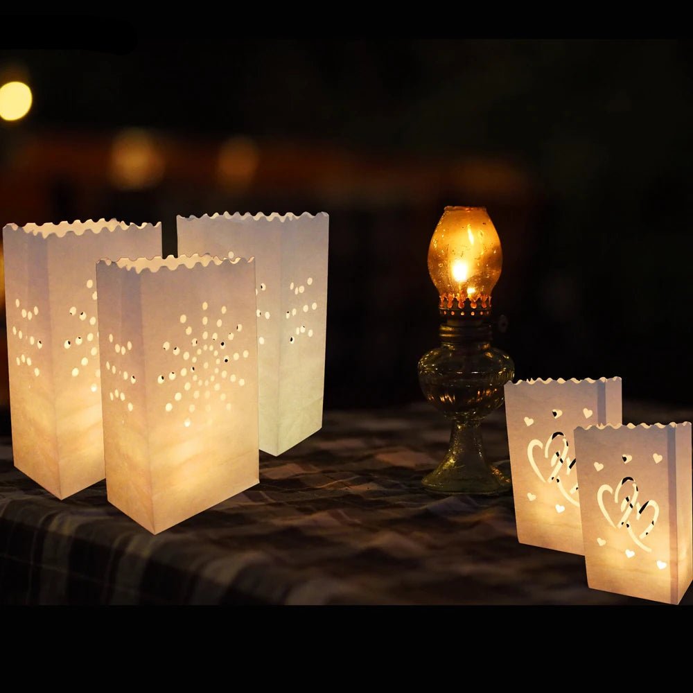 20 Romantic Heart Paper Lantern Candle Bags - Digwee