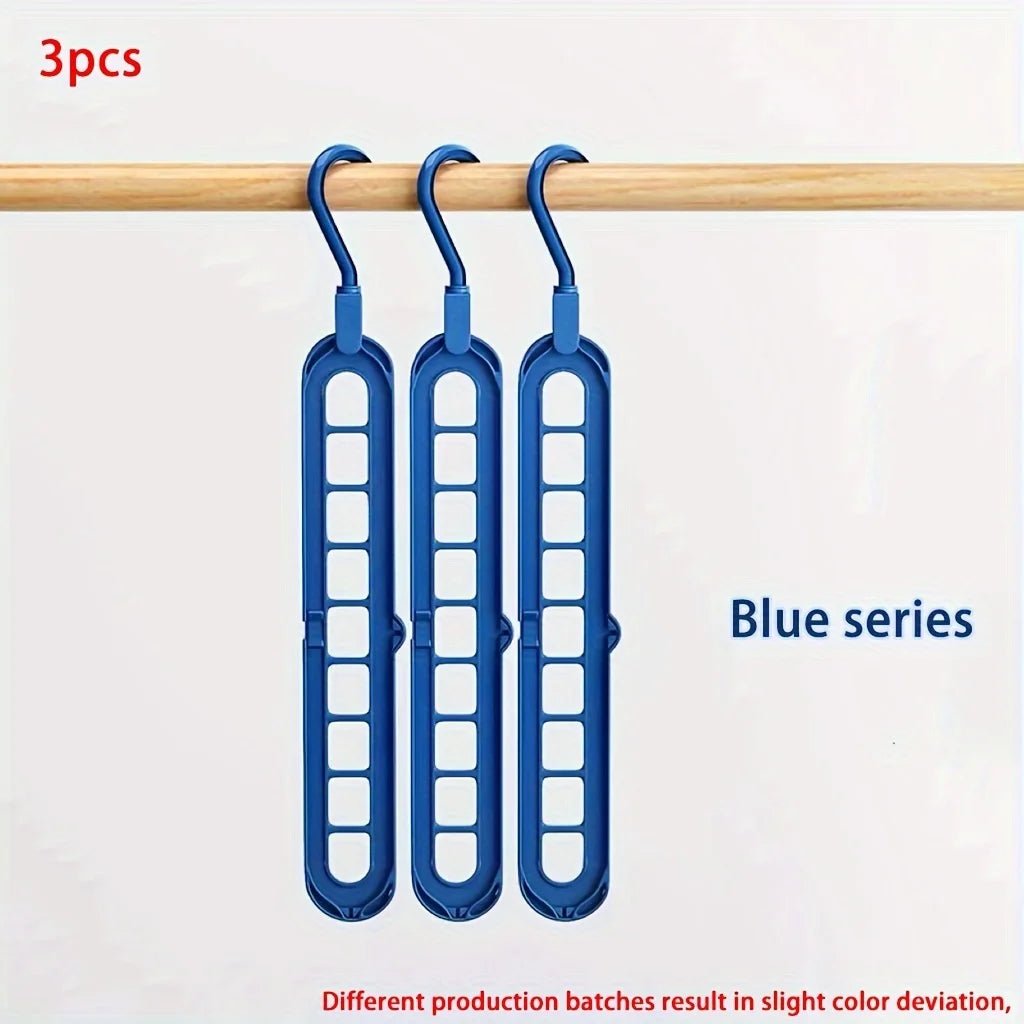 3 - Pack Foldable 9 - Hole Space Saving Hangers - Digwee