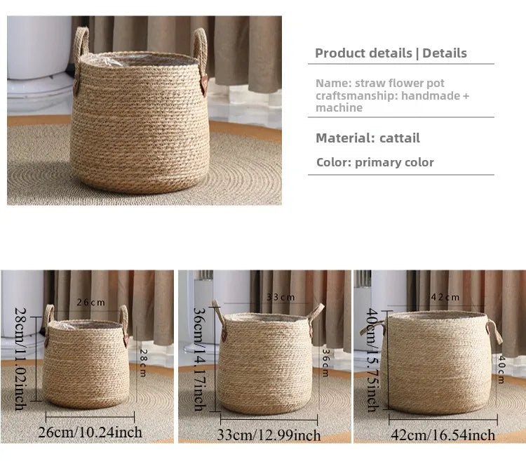 3 - Piece Round Rattan Planter Set - Digwee