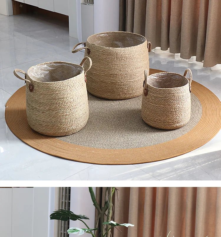 3 - Piece Round Rattan Planter Set - Digwee