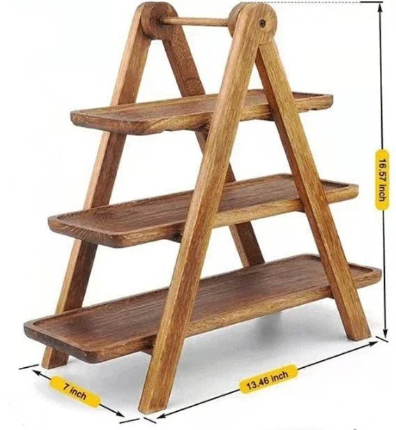 3 - Tier Wooden Serving and Display Tray Stand - Digwee