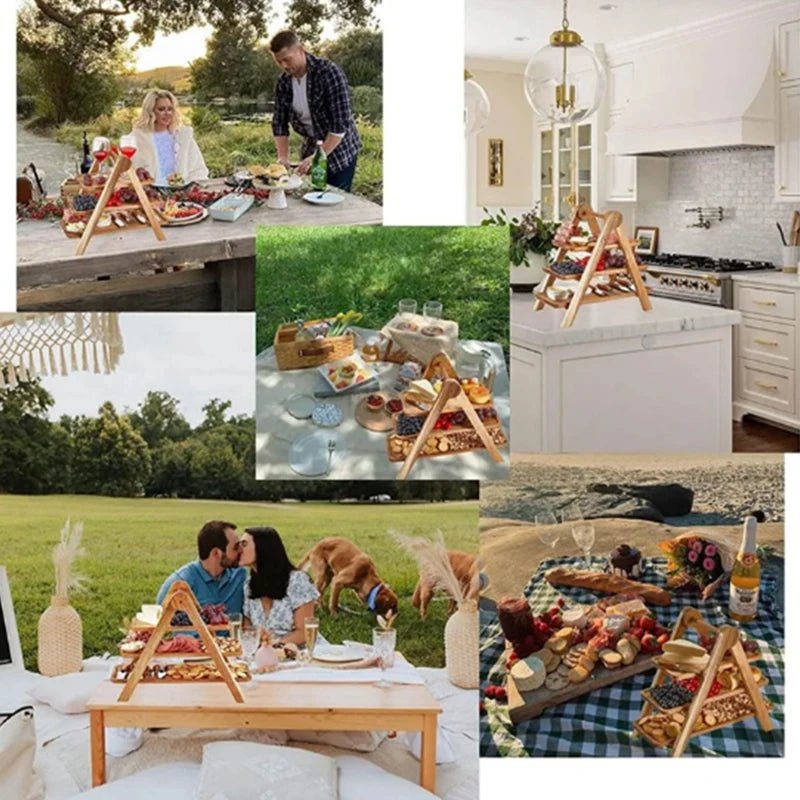 3 - Tier Wooden Serving and Display Tray Stand - Digwee