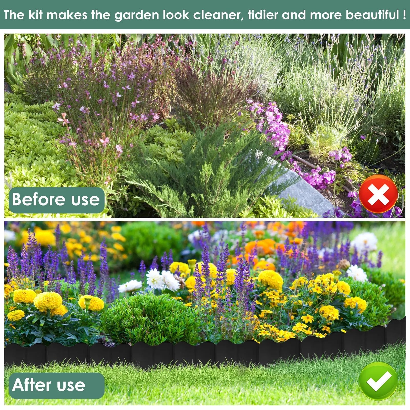 3m DIY Plastic Lawn Edging Garden Fence - Digwee