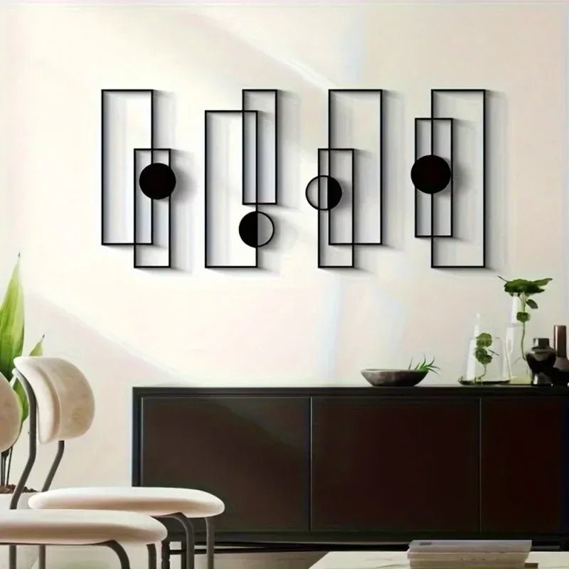4 - Piece Abstract Geometric Metal Wall Art Set - Digwee