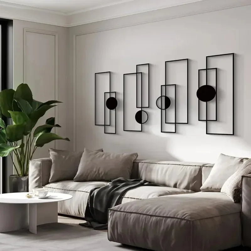 4 - Piece Abstract Geometric Metal Wall Art Set - Digwee