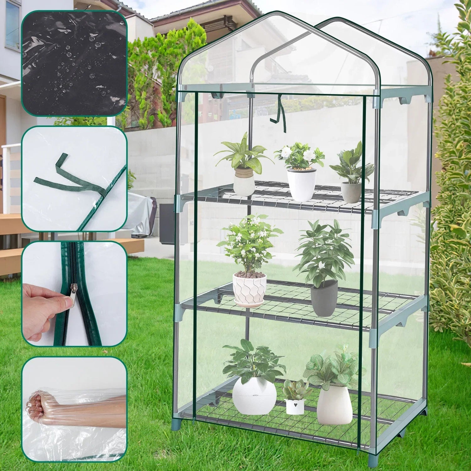 4 - Tier Transparent Walk - In Garden Greenhouse Cover - Digwee