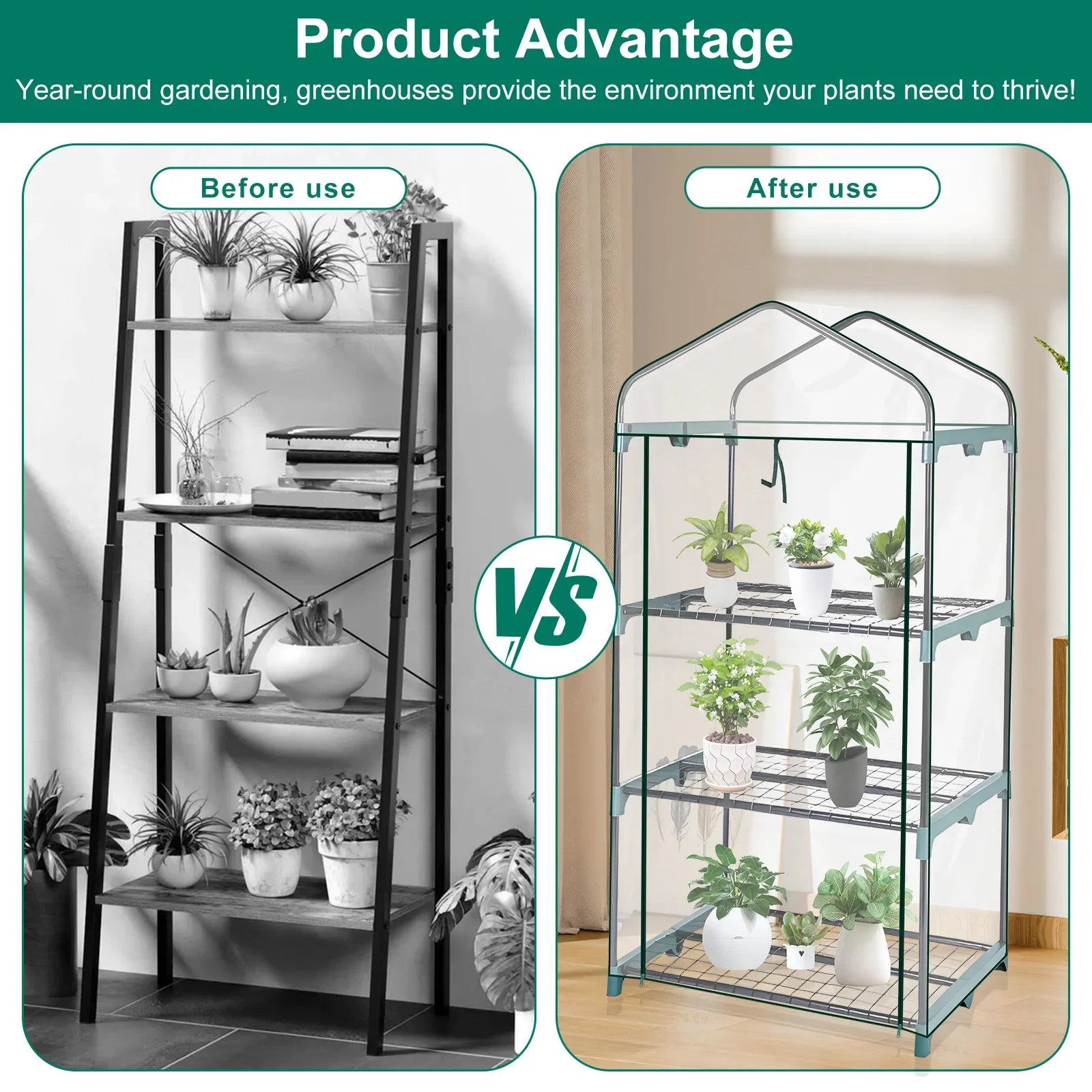 4 - Tier Transparent Walk - In Garden Greenhouse Cover - Digwee