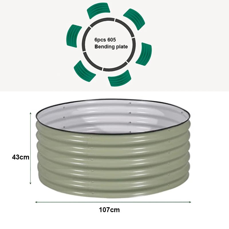 42" Round Metal Raised Garden Bed Planter - Digwee