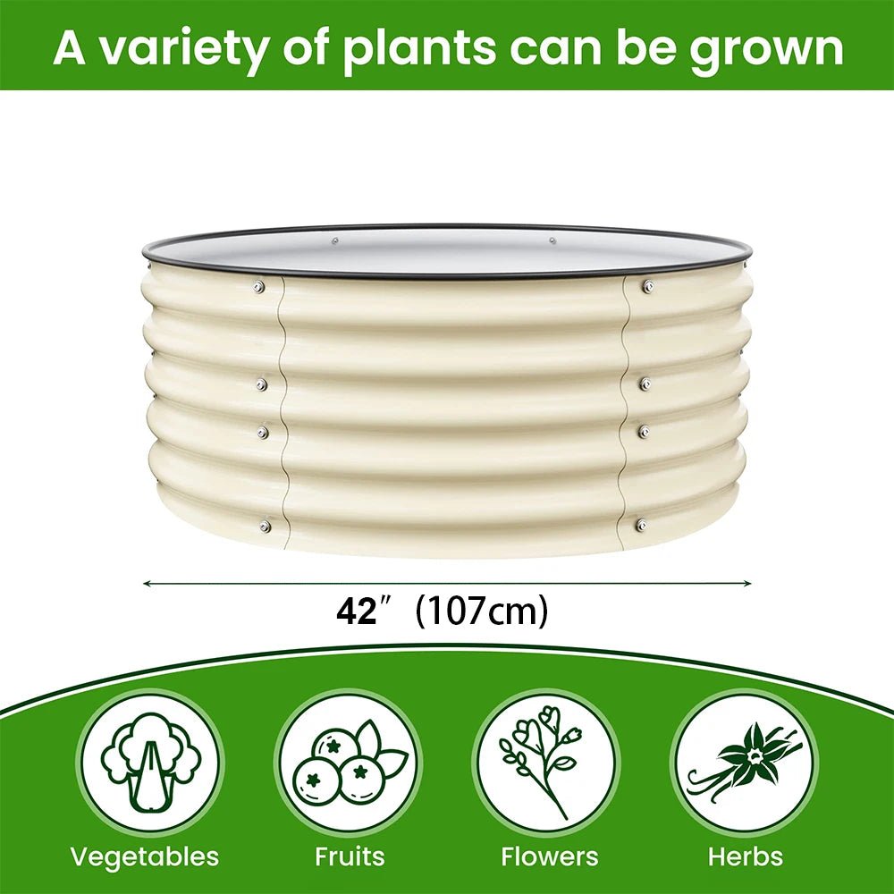 42" Round Metal Raised Garden Bed Planter - Digwee