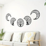 5 - Piece Bohemian Metal Moon Phase Wall Art - Digwee