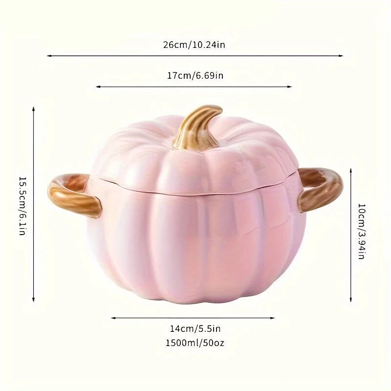 50oz Ceramic Pumpkin Dutch Oven with Lid - Digwee