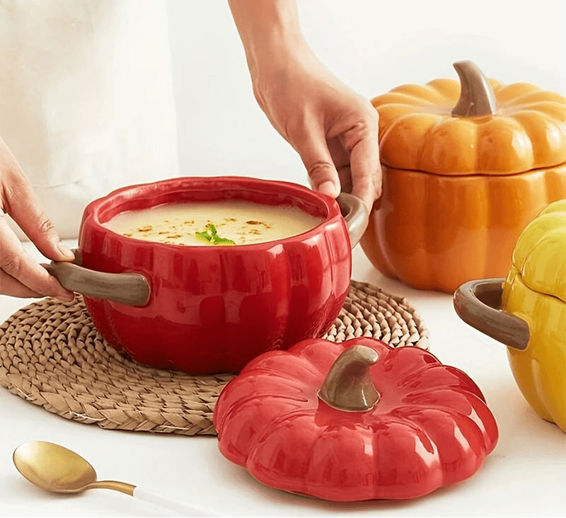 50oz Ceramic Pumpkin Dutch Oven with Lid - Digwee