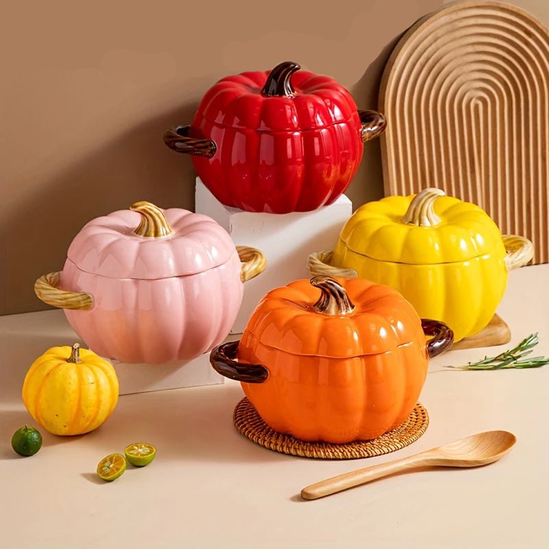 50oz Ceramic Pumpkin Dutch Oven with Lid - Digwee
