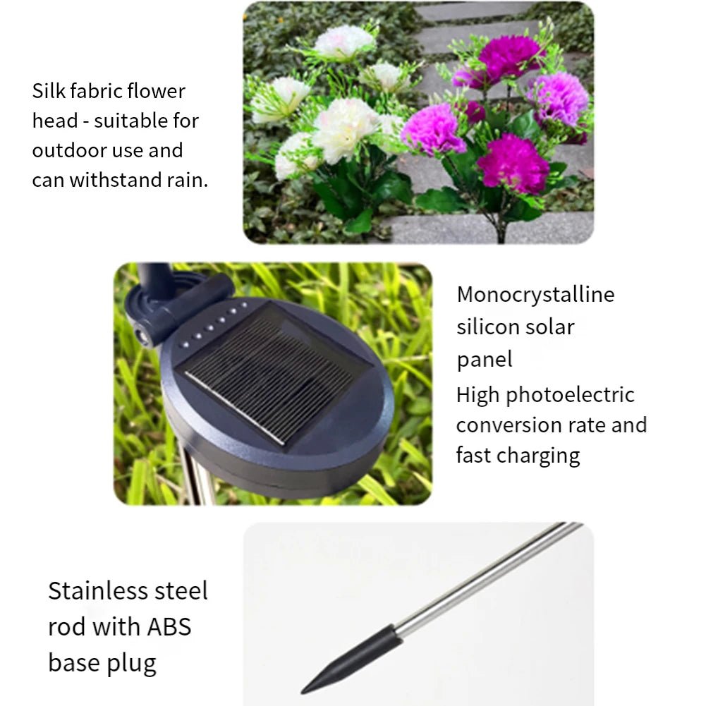 70cm Solar Carnation LED Garden Stake Lights - Digwee