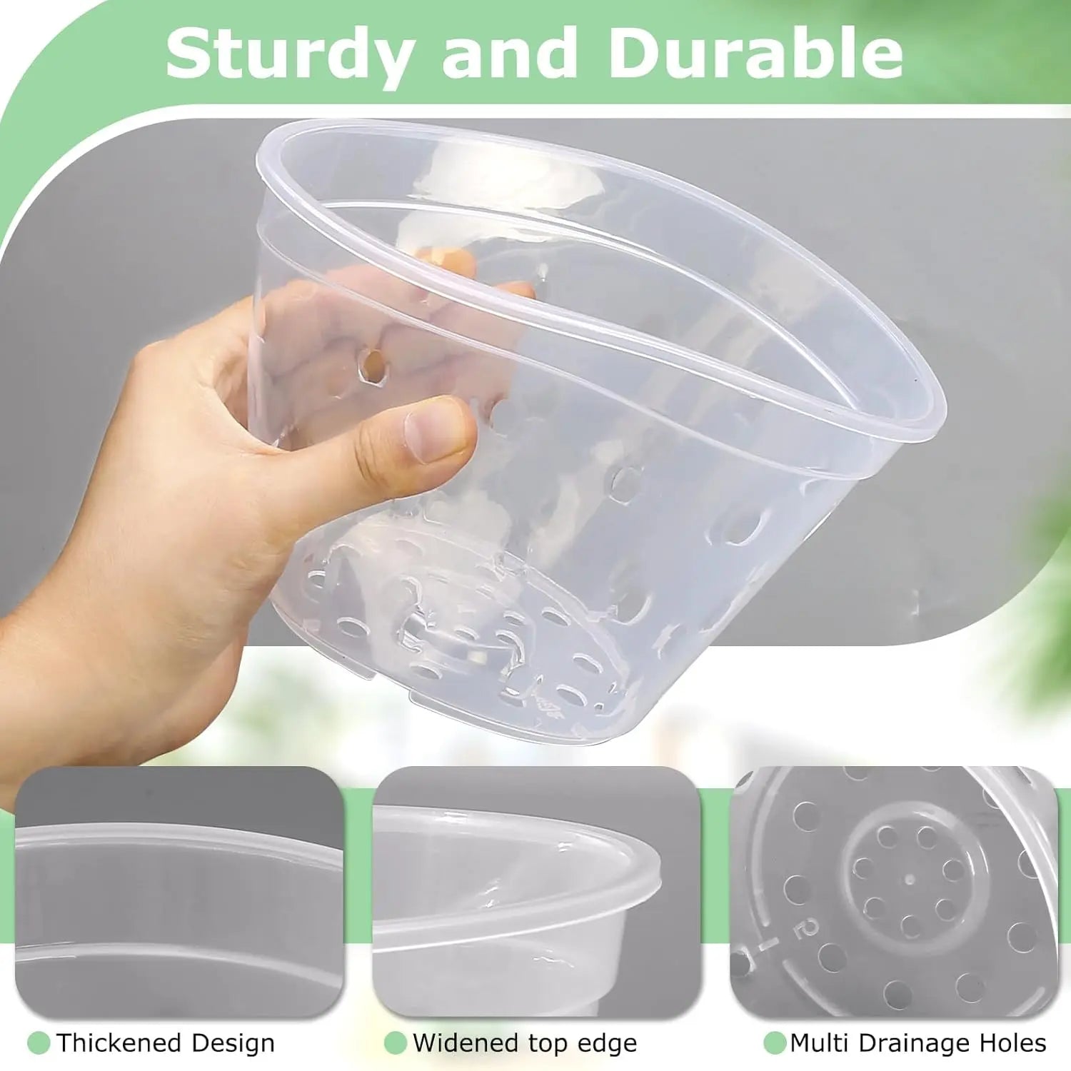 9 - Pack Transparent Orchid Pots with Saucers - Digwee