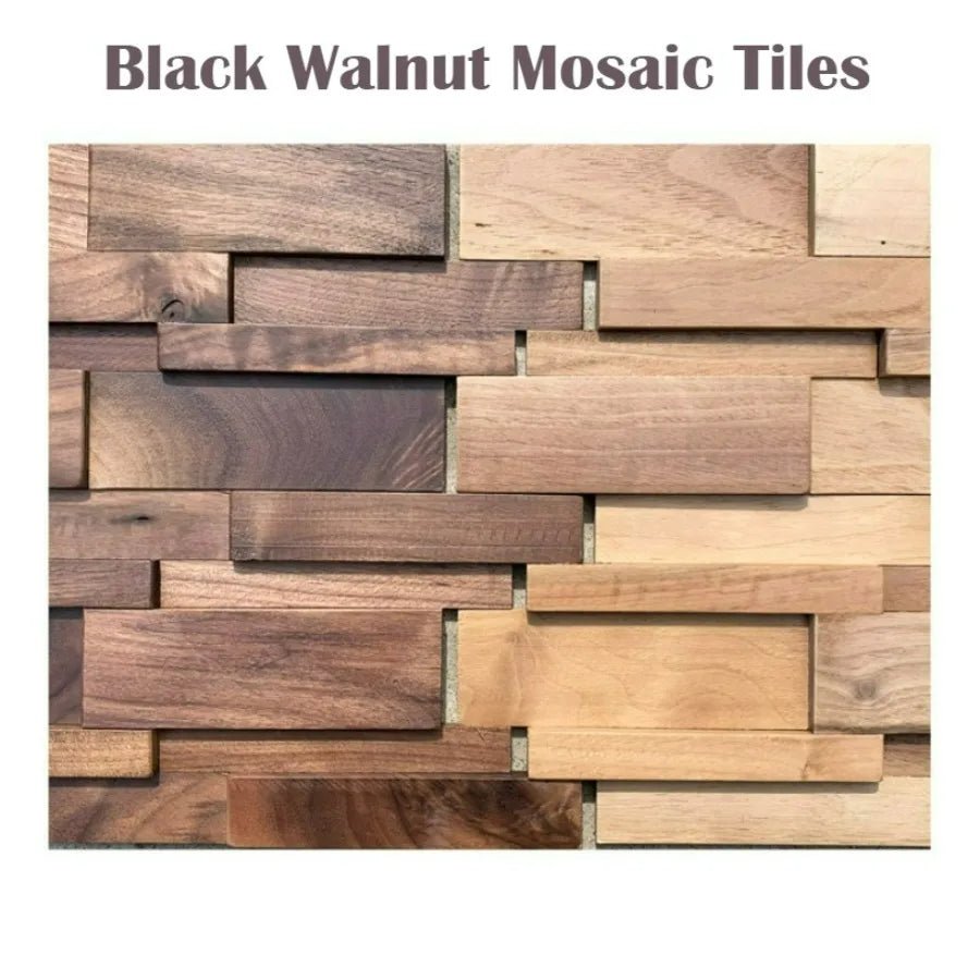 Black Walnut Wood Mosaic Wall Panel Tile - Digwee