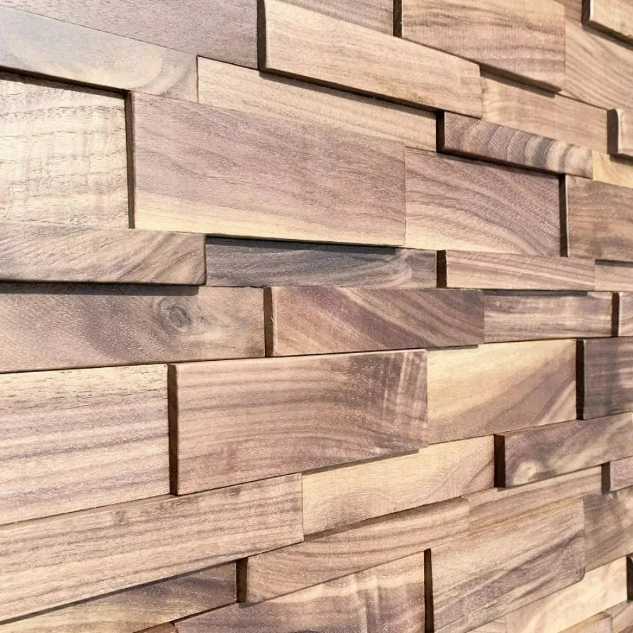 Black Walnut Wood Mosaic Wall Panel Tile - Digwee