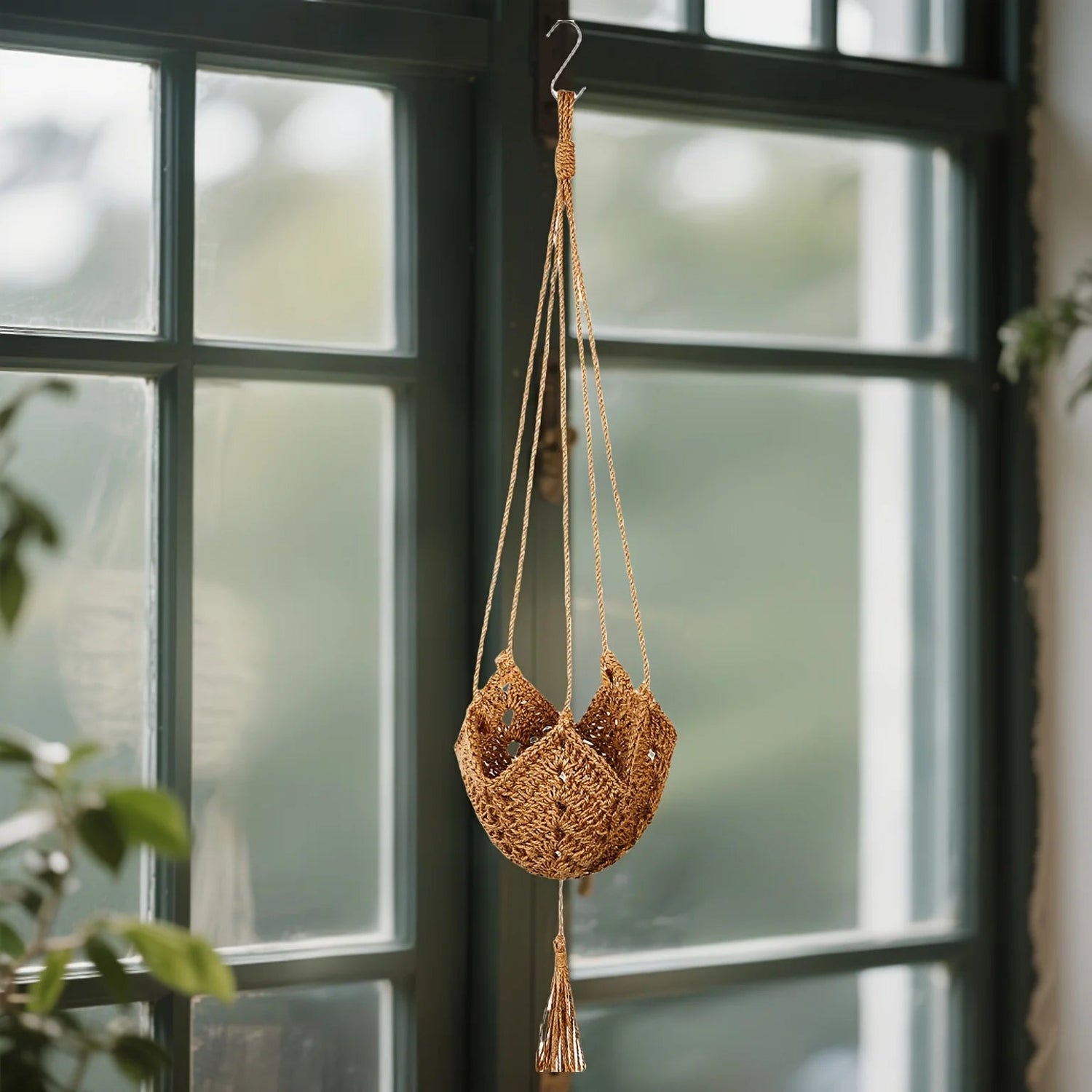 Boho Macrame Jute Hanging Plant Basket - Digwee