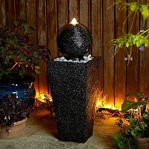 Ceramic Artichoke Pedestal Fountain with LED Light - Digwee