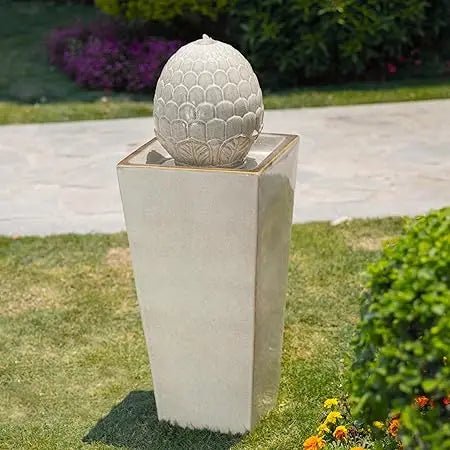 Ceramic Artichoke Pedestal Fountain with LED Light - Digwee