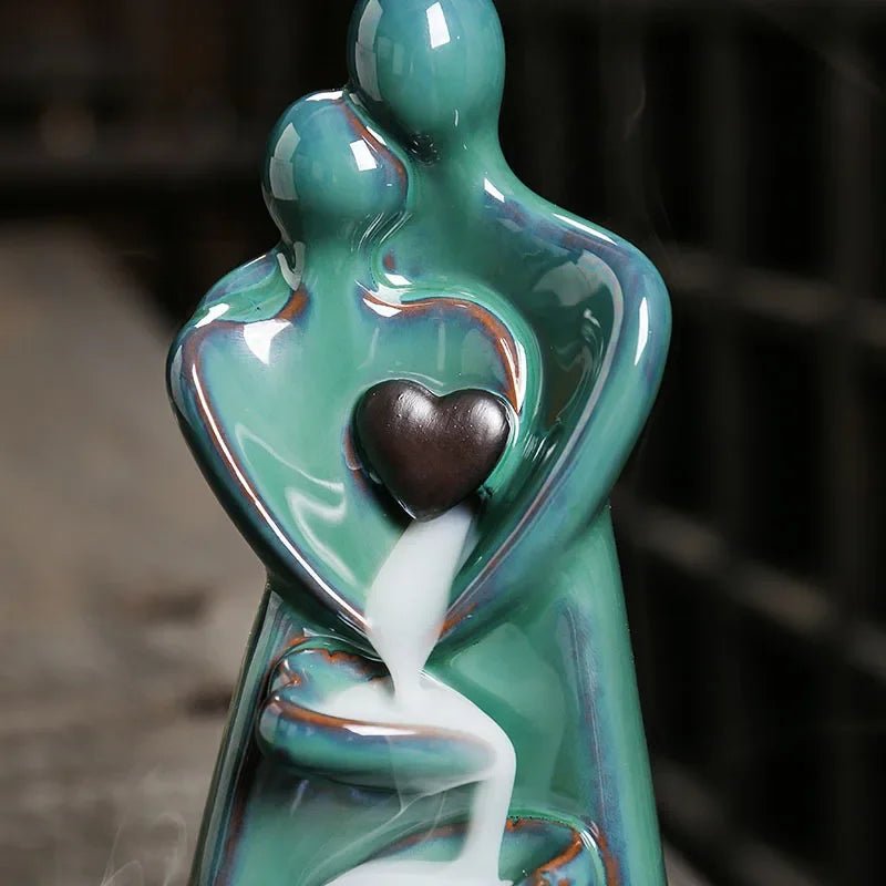 Ceramic Hugging Couple Backflow Incense Burner - Digwee