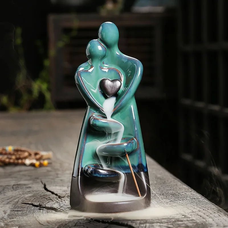 Ceramic Hugging Couple Backflow Incense Burner - Digwee