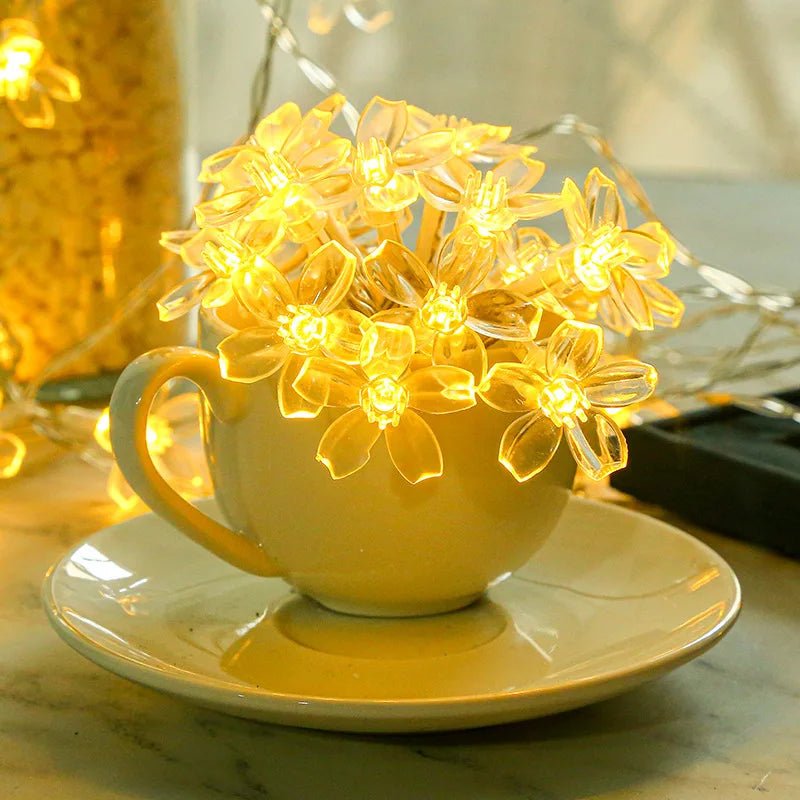 Cherry Blossom Flower Garland LED String Lights - Digwee