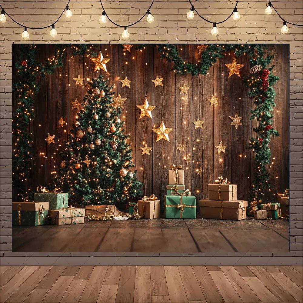 Christmas Fireplace Photography Backdrop for Parties - Digwee