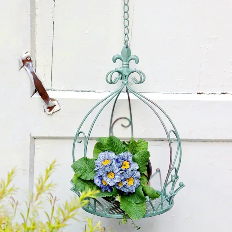 Crown - Shaped Hanging Iron Flower Pot Basket - Digwee