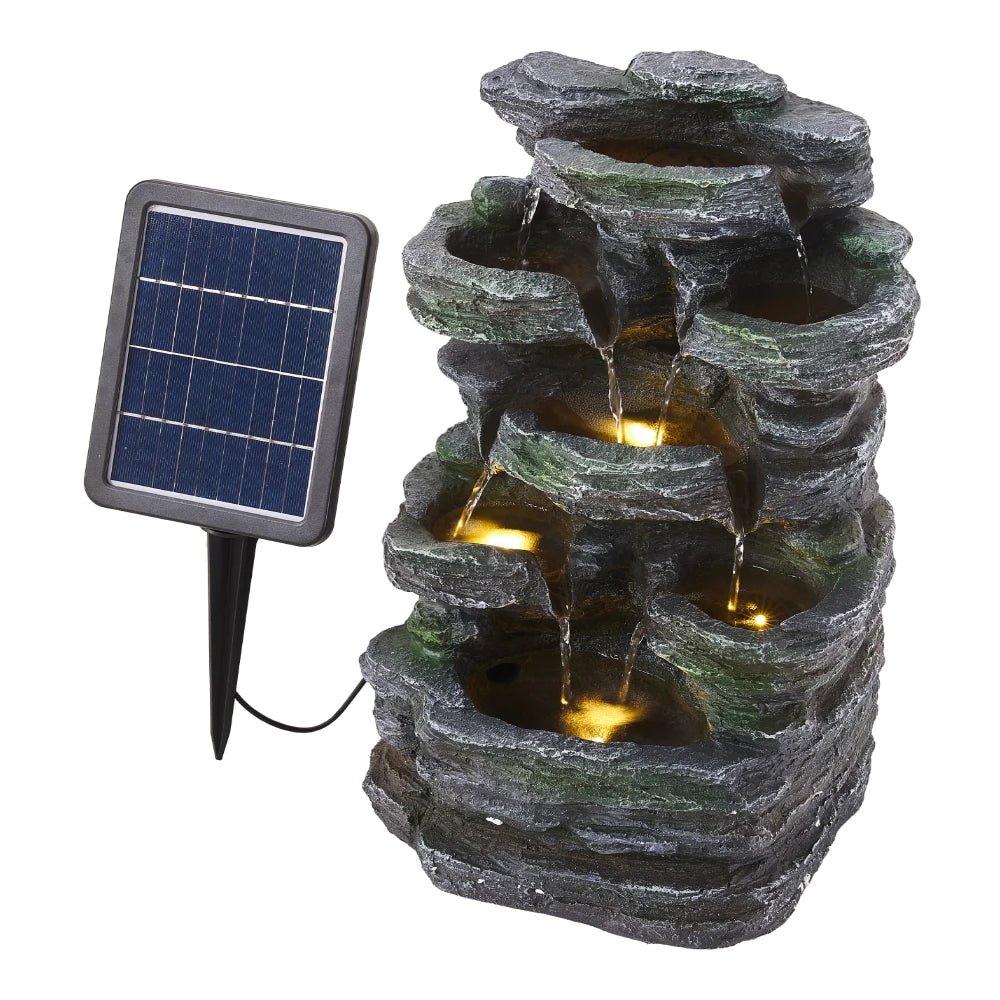 Faux Rock Garden Fountain with LED Lights - Digwee