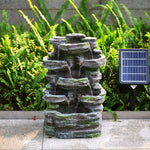 Faux Rock Garden Fountain with LED Lights - Digwee