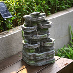 Faux Rock Garden Fountain with LED Lights - Digwee