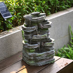 Faux Rock Garden Fountain with LED Lights - Digwee