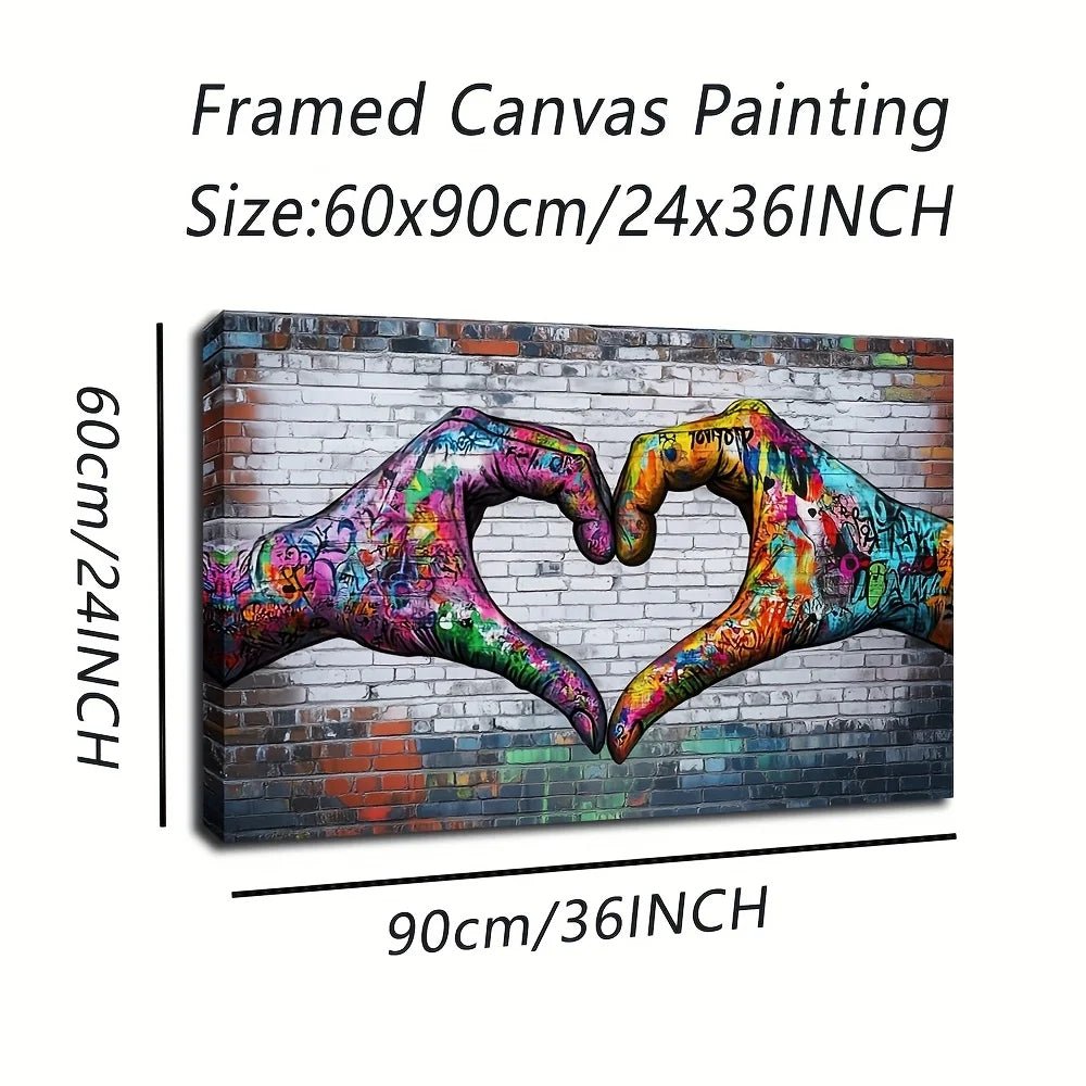 Framed Canvas Love Gesture Wall Art - Digwee