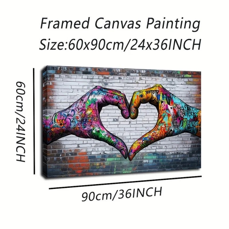 Framed Canvas Love Gesture Wall Art - Digwee