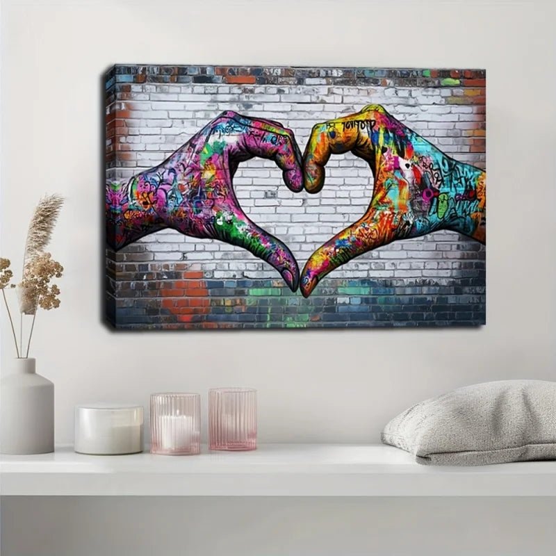 Framed Canvas Love Gesture Wall Art - Digwee