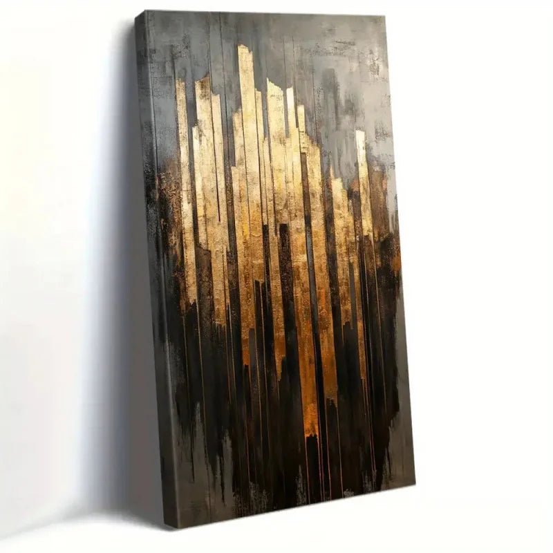 Framed Gold Abstract Canvas Wall Art - Digwee