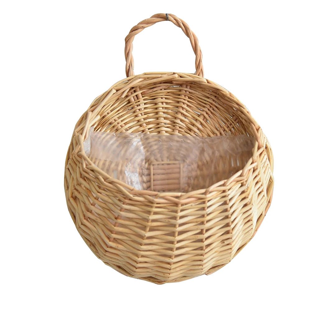 Handmade Rattan Wall - Mounted Flower Basket - Digwee