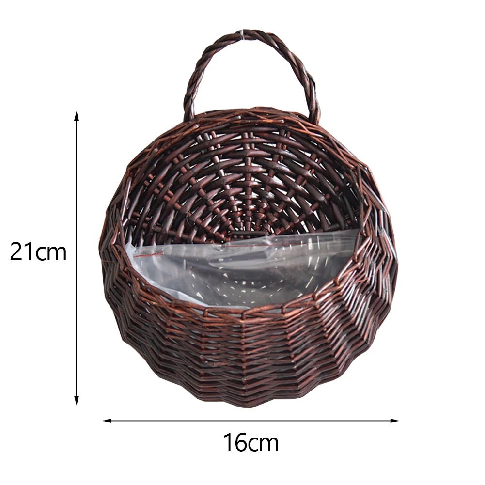 Handmade Rattan Wall - Mounted Flower Basket - Digwee