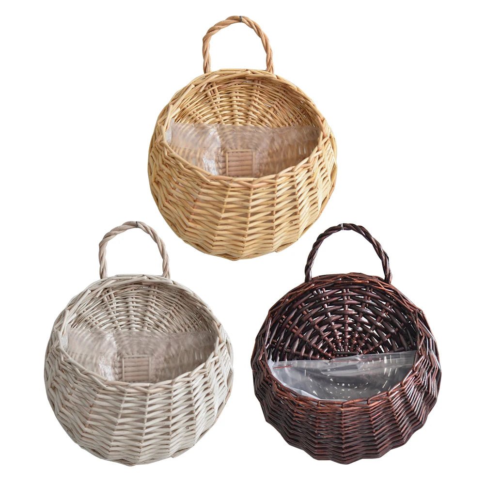 Handmade Rattan Wall - Mounted Flower Basket - Digwee