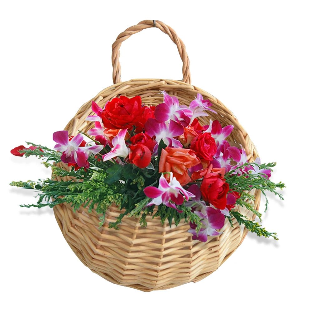 Handmade Rattan Wall - Mounted Flower Basket - Digwee