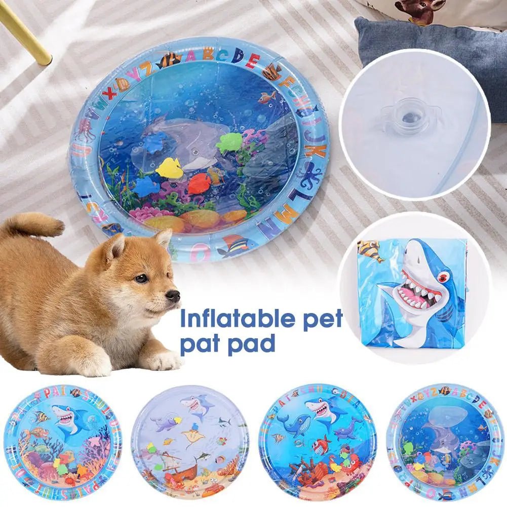Interactive Cat Water Play Mat – Inflatable Ocean - Themed Sensory Splash Pad - Digwee