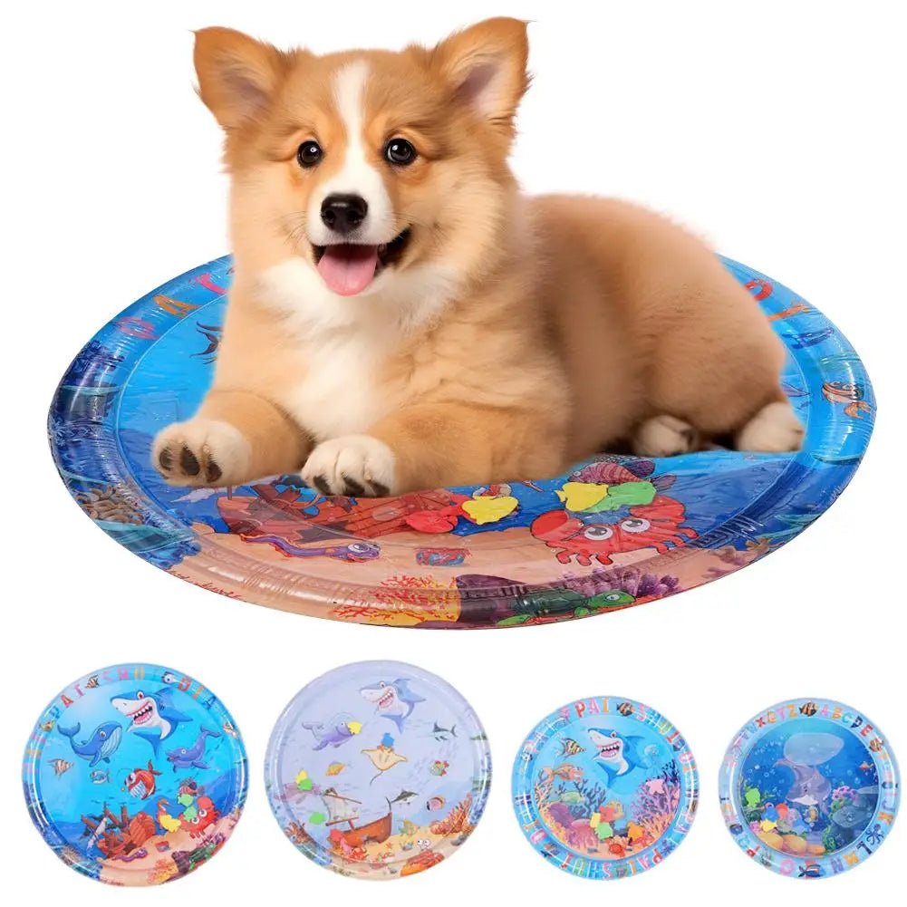 Interactive Cat Water Play Mat – Inflatable Ocean - Themed Sensory Splash Pad - Digwee