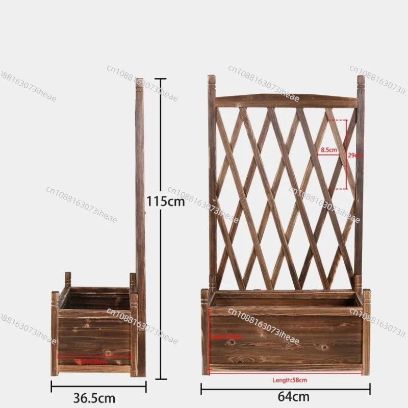 Large Wooden Elevated Garden Bed with Grid - Digwee