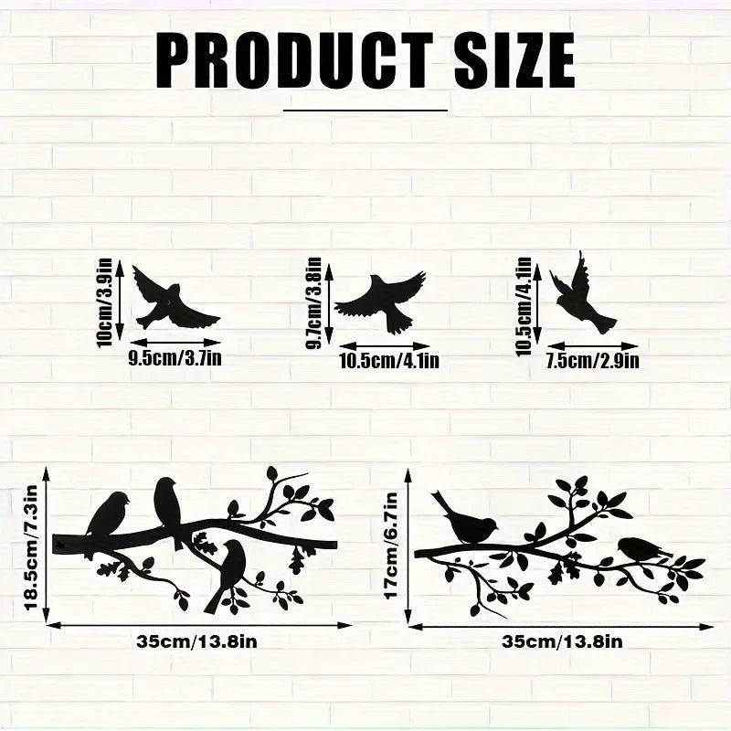 Metal Bird on Branch Wall Art Set - Digwee