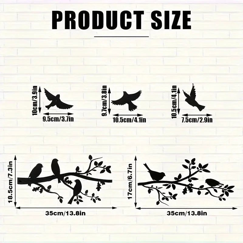 Metal Bird on Branch Wall Art Set - Digwee