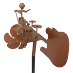 Metal Drummer Wind Spinner Garden Statue - Digwee