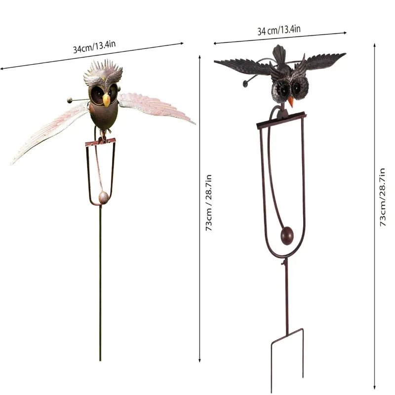 Metal Owl Wind Spinner with Flapping Wings - Digwee